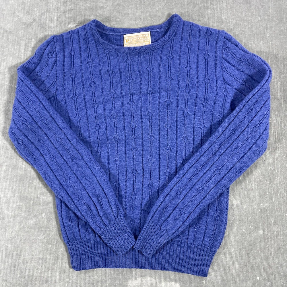 Pendleton Kids Size 36 Blue 100%‎ Virgin Wool Cable Knit Pullover Sweater